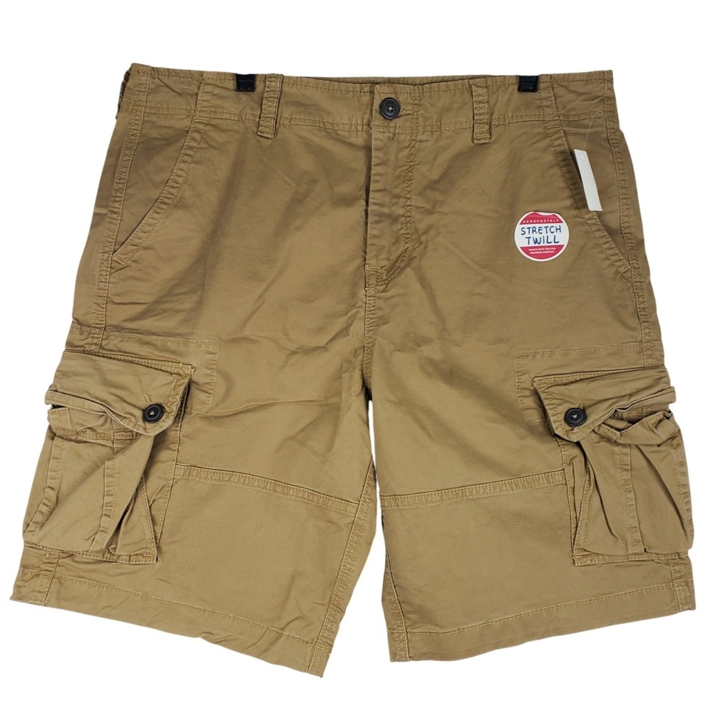 Aeropostale Stretch Cargo Shorts Mens 36 Khaki Brown Utility Gorpcore Casual
